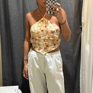 PINKY OTTO NYC - Floral back tied halter top